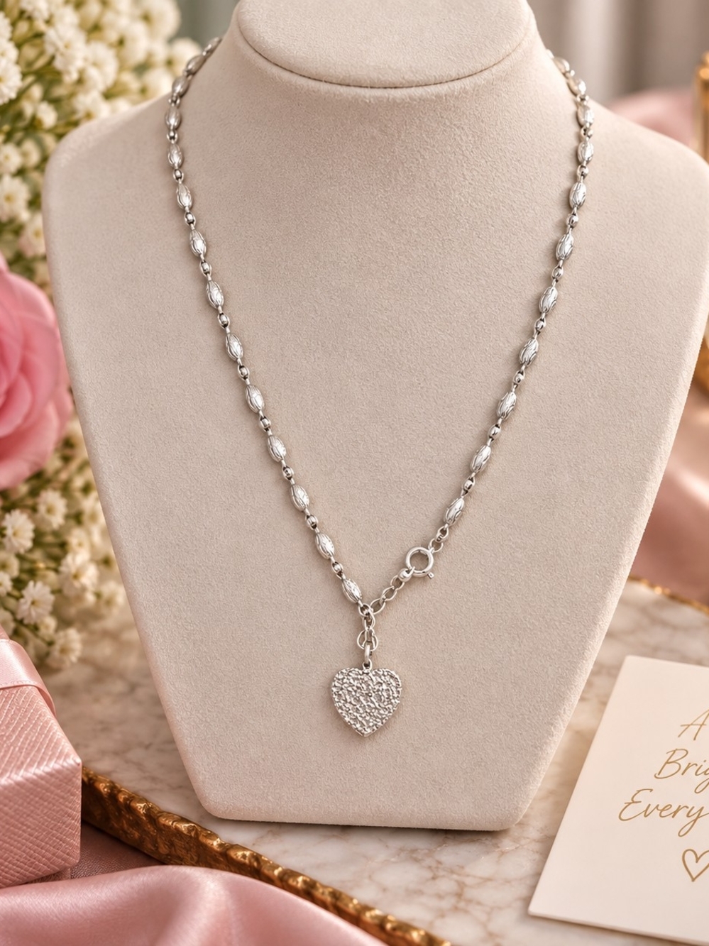 Forever Linked 925 Sterling Silver Heart Necklace